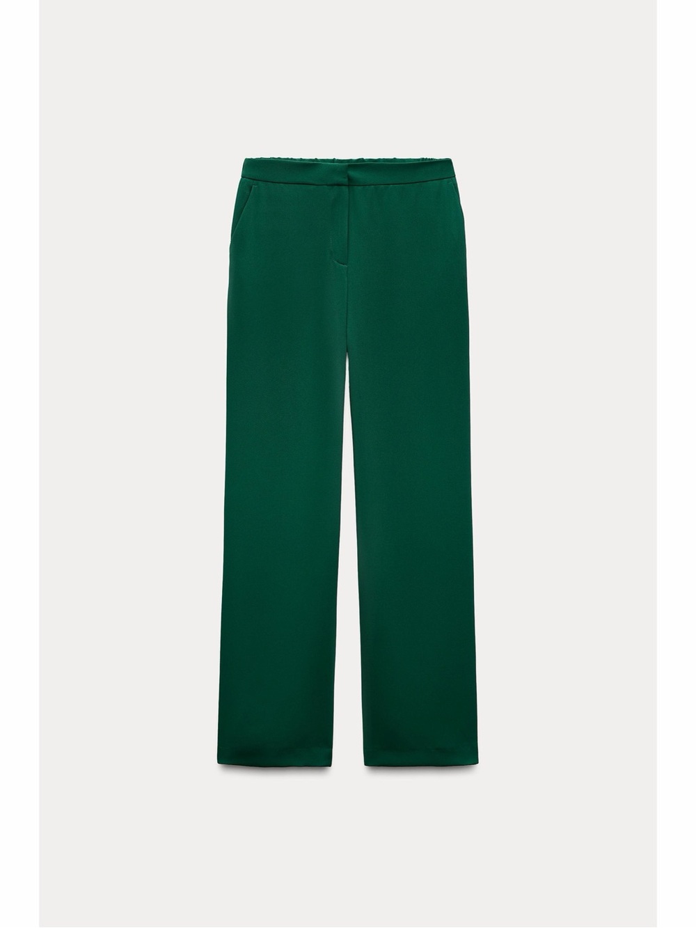 Zara Straight Fit Crepe Pants - Green